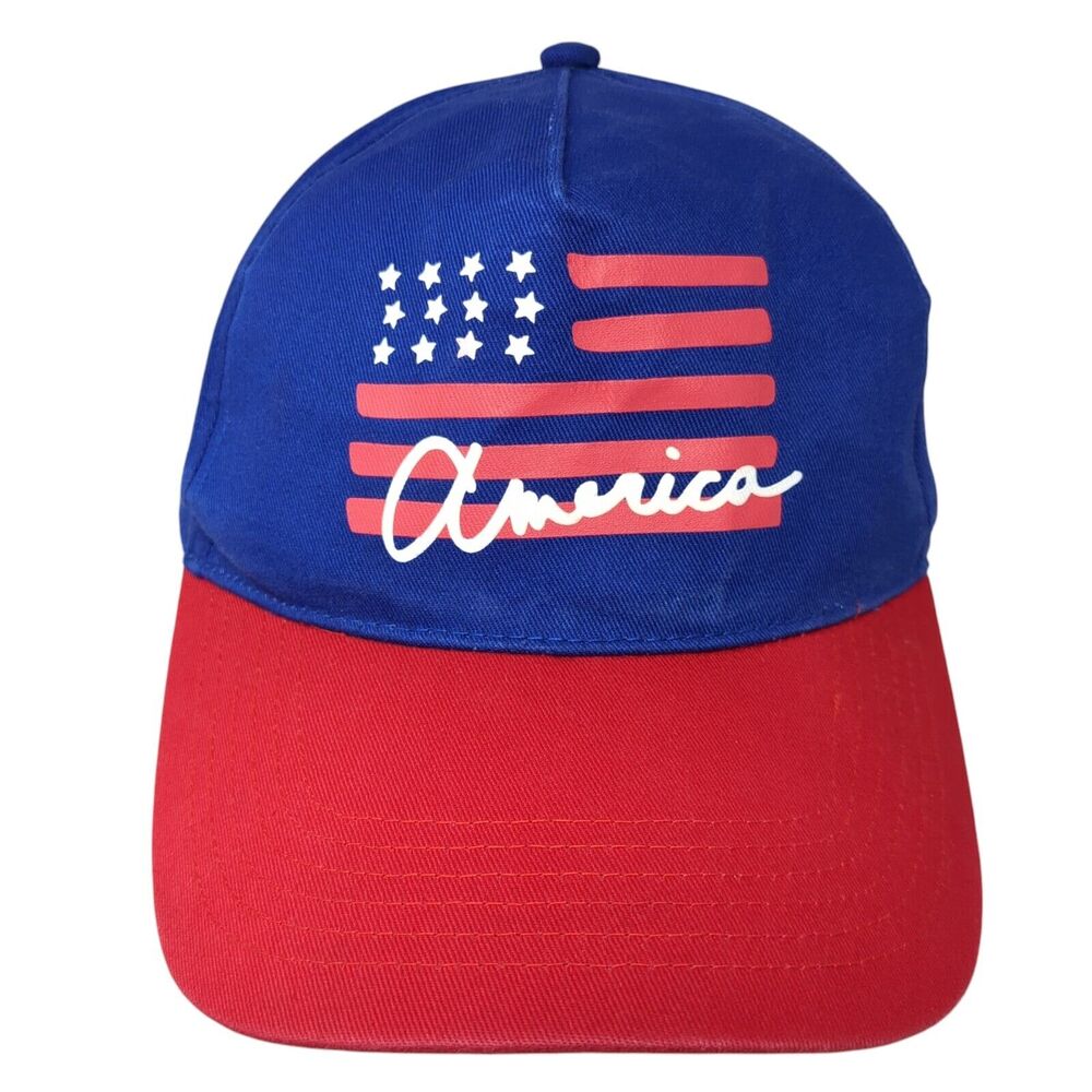 America Strapback Hat Multicolor One Size Adjustable Patriotic US Flag 6 Panel